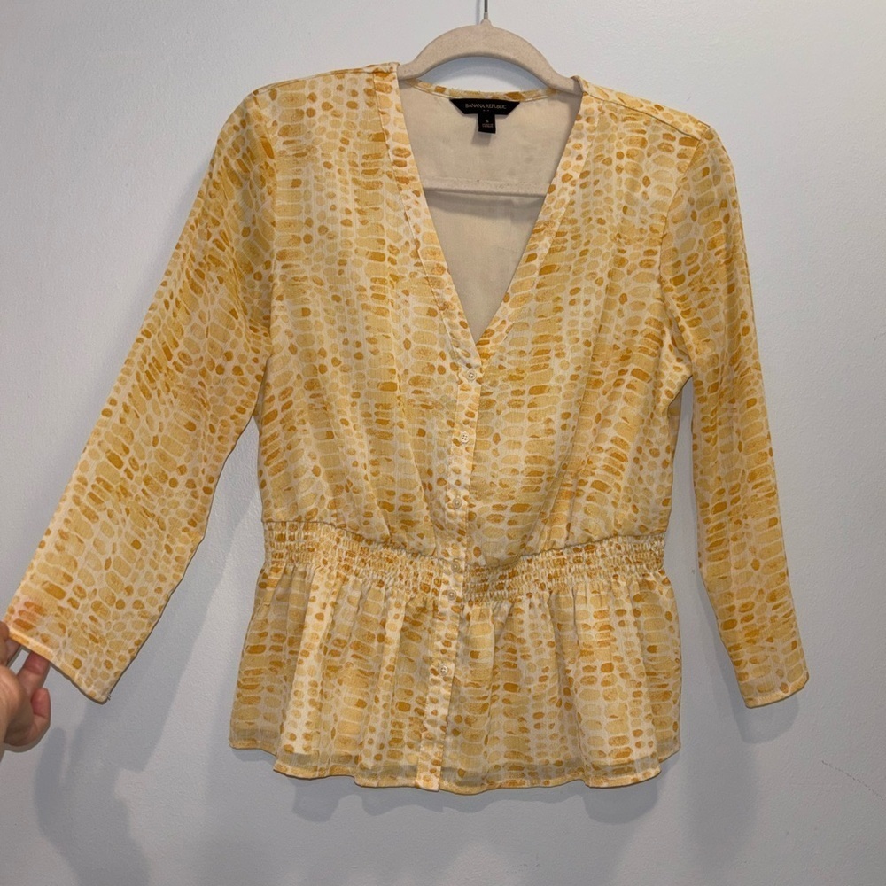 Banana Republic Yellow Patterned Blouse